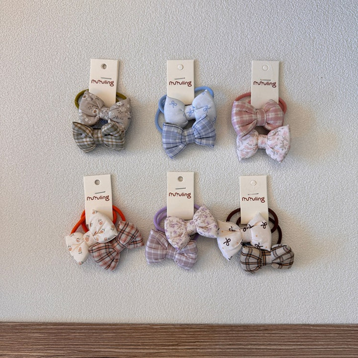 パターンプリントリボンヘアゴム