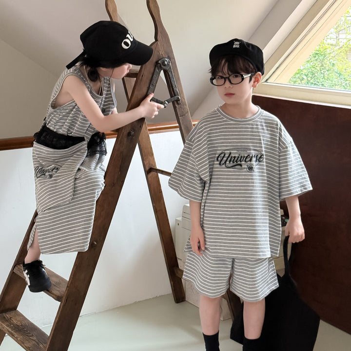 【90-150】ロゴデザインTシャツ×ハーフパンツセット