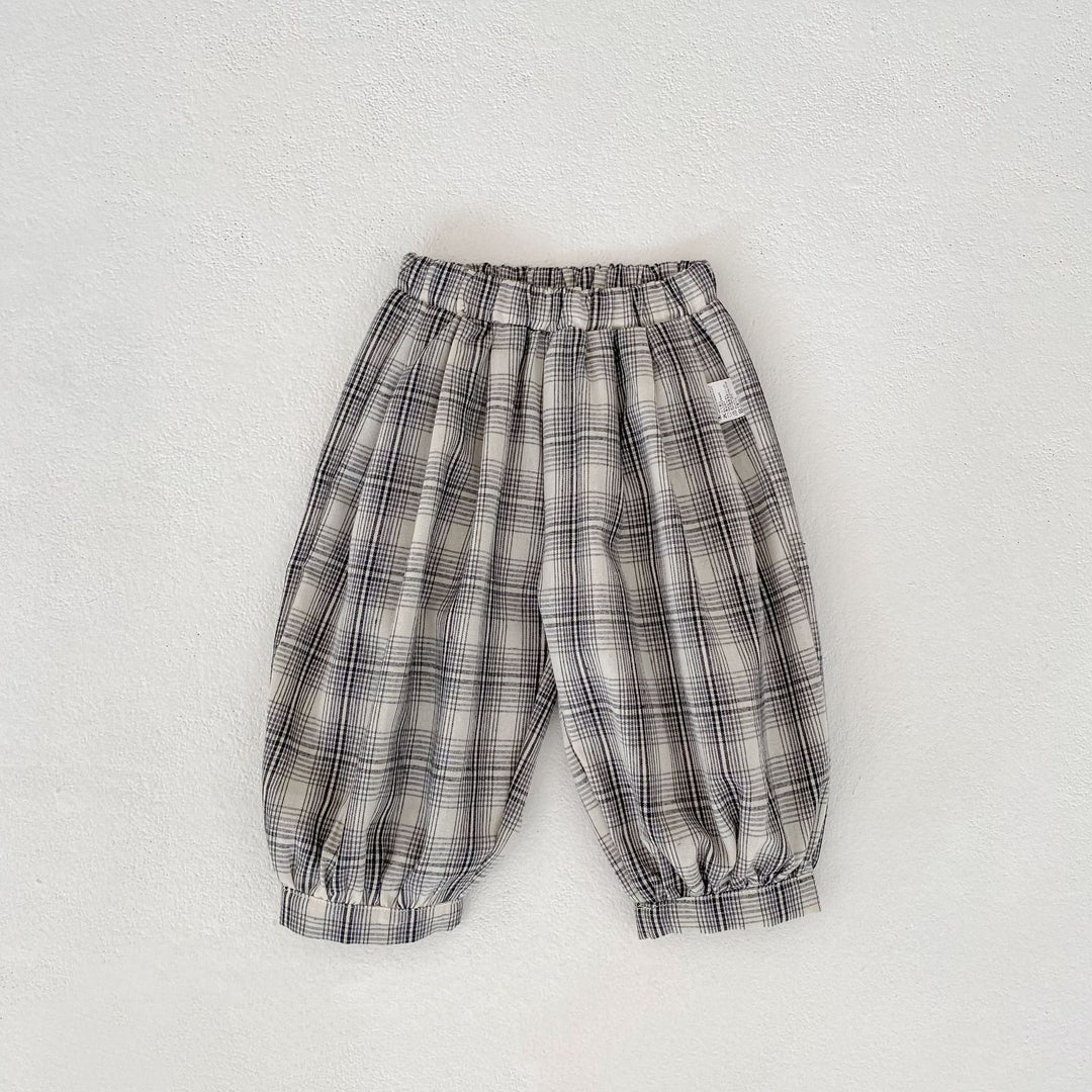 【73-110】チェック柄カジュアルロングパンツ