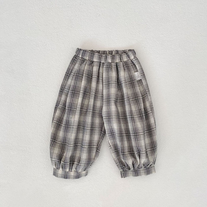 【73-110】チェック柄カジュアルロングパンツ