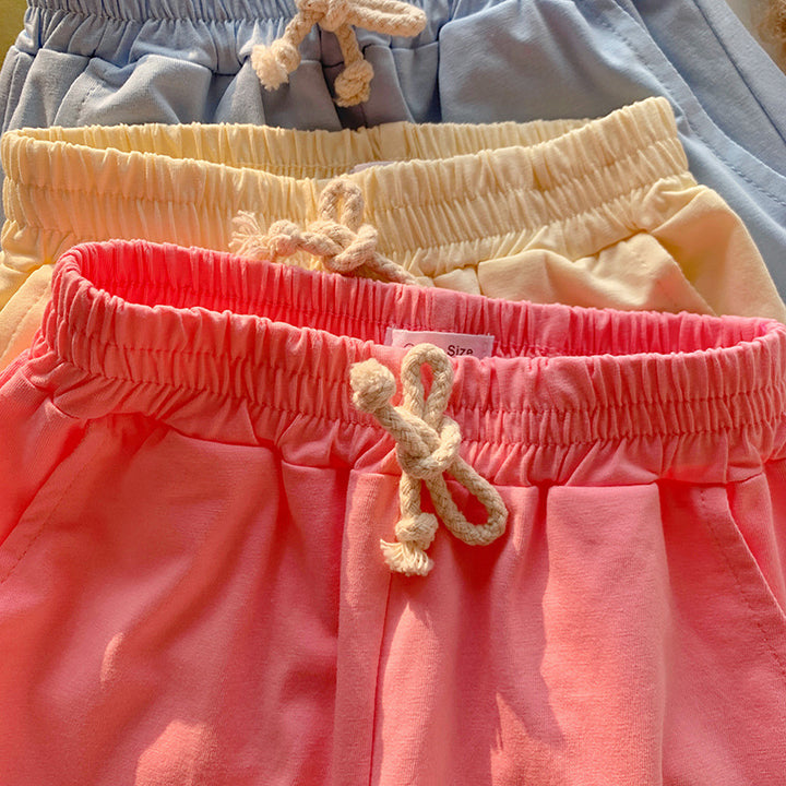 【90-150】シンプルカラーTシャツ×ハーフパンツセット