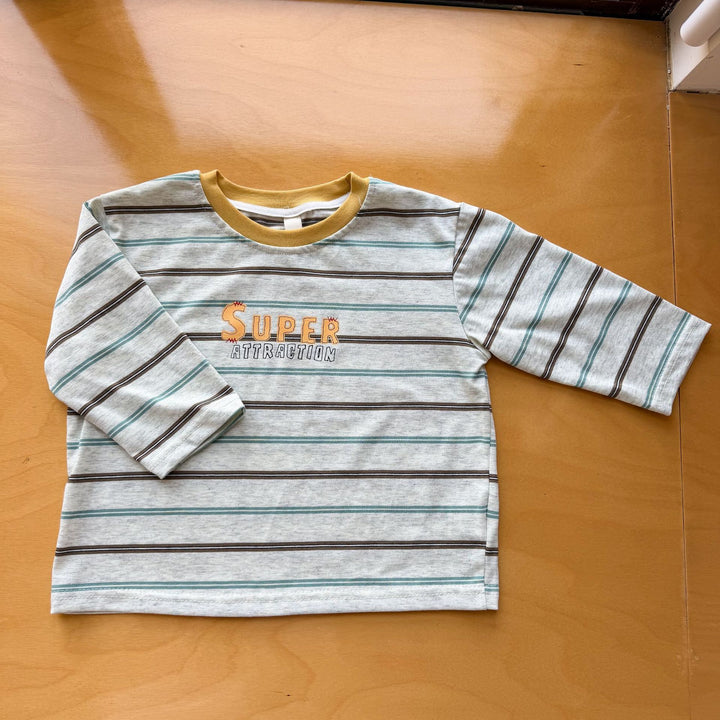 【80-150】SUPERボーダー柄ロングTシャツ