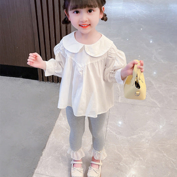 【90-140】レース＆リボンヘムレギンスパンツ