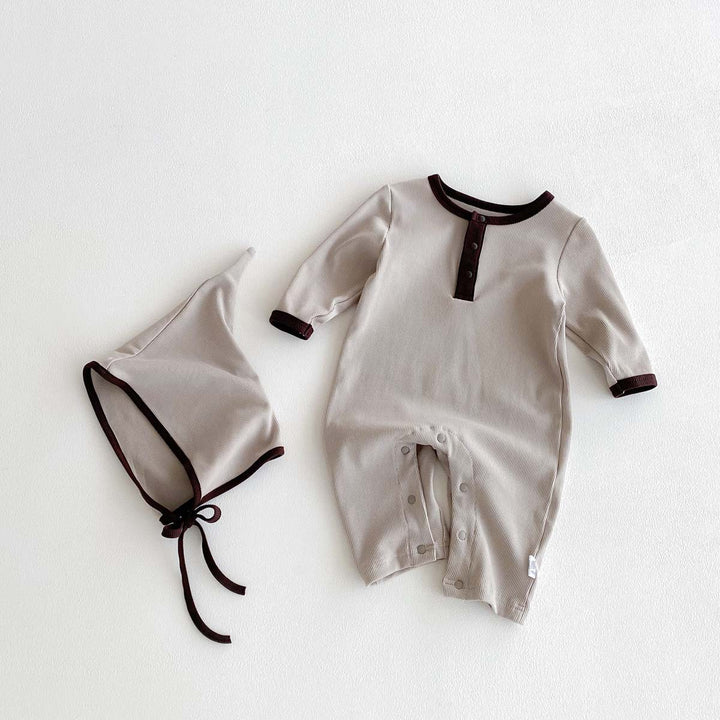 【73-90】帽子付き長袖ロンパース