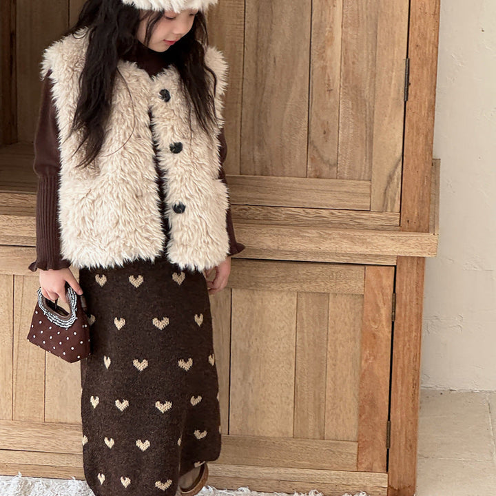 【90-150】ハート柄ニットロングスカート