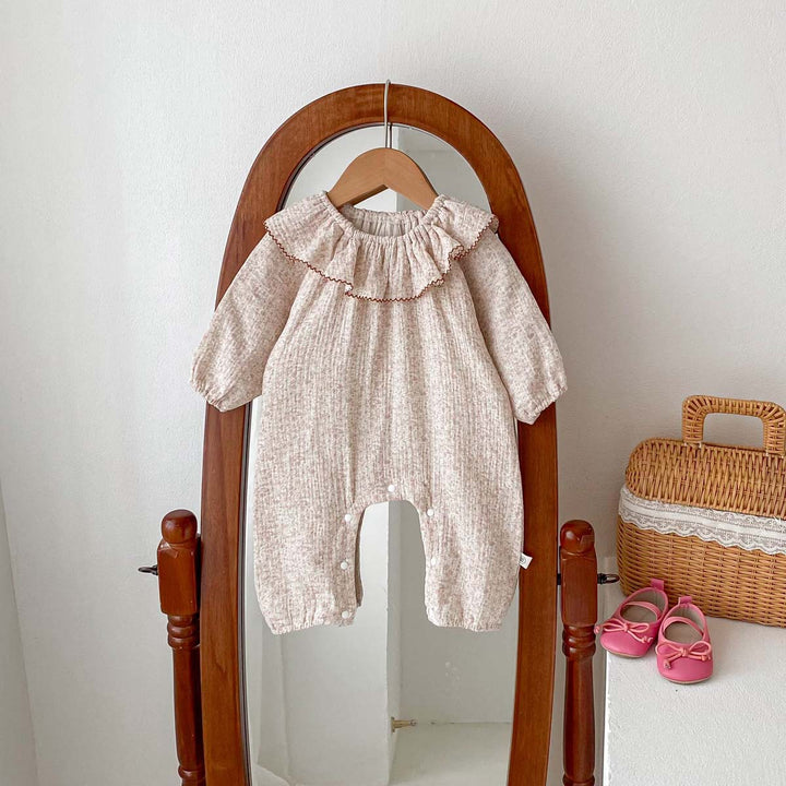 【73-90】ラッフルカラー小花柄ロンパース