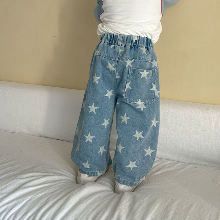 【80-150】星柄デザインボールデニムパンツ