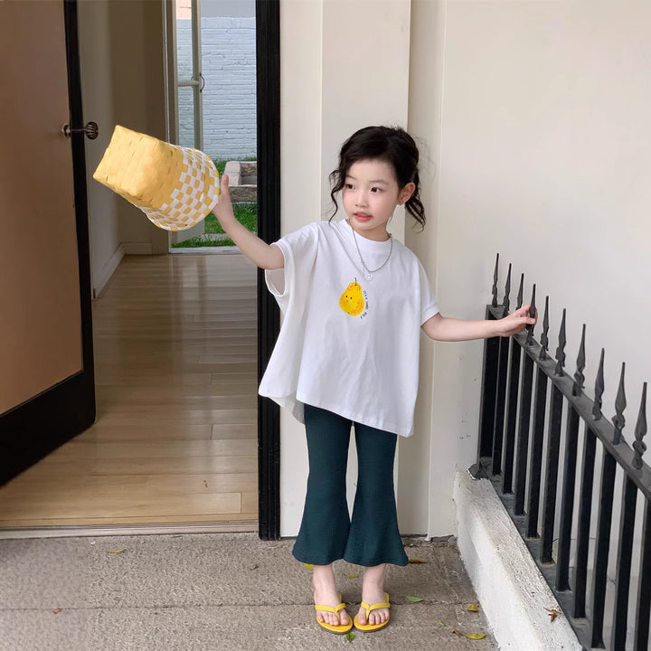 【90-140】洋ナシデザインフレアTシャツ