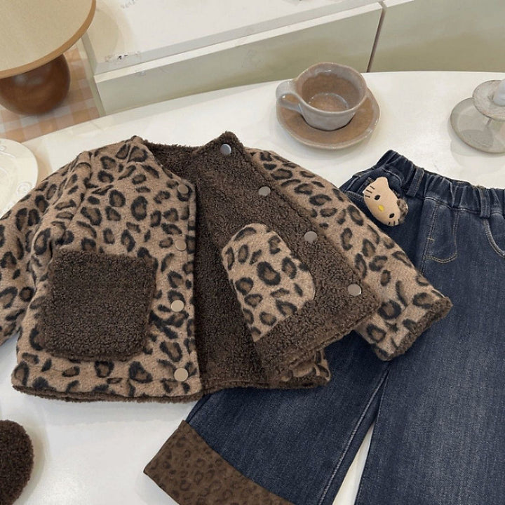 【80-130】レオパード柄リバーシブルジャケット