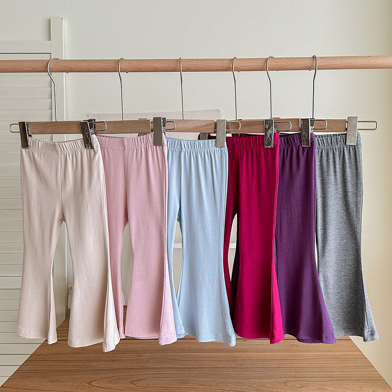 【90-140】ウエストシャーリングトップス×フレアパンツセット