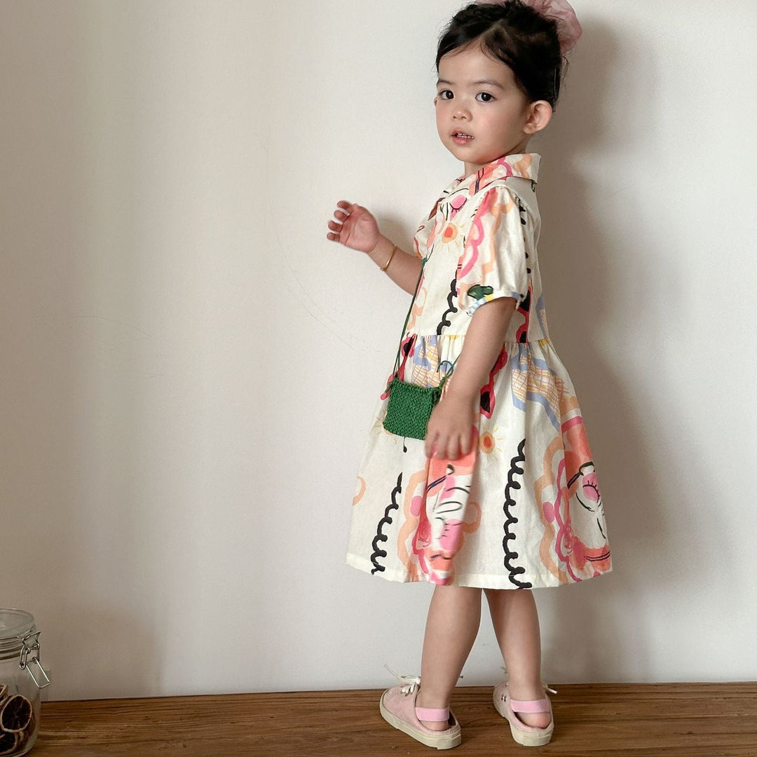 【80-150】カラフルキュートデザインワンピース