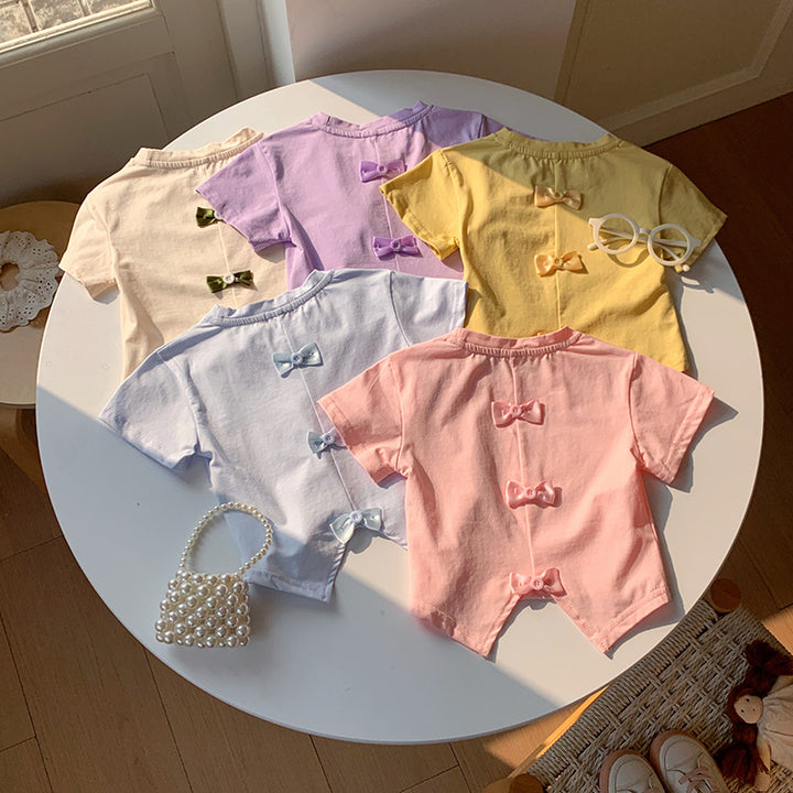 【90-140】バックカット＆リボンTシャツ