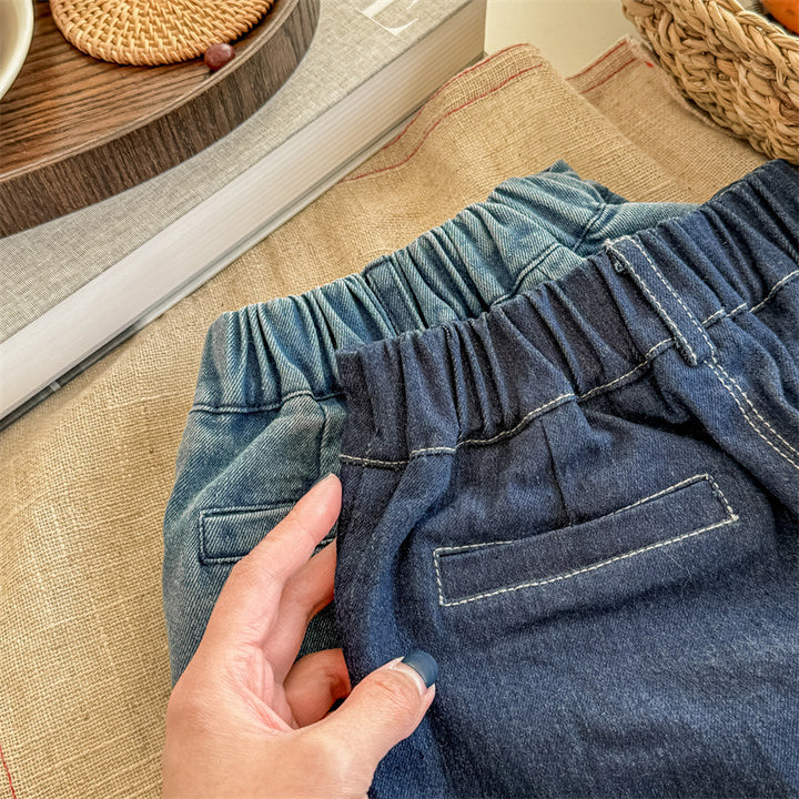 【80-130】センタープレスデニムパンツ