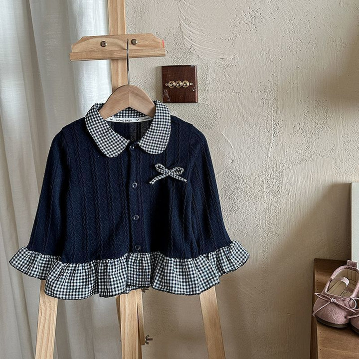 【80-150】リボン＆レイヤード風長袖トップス