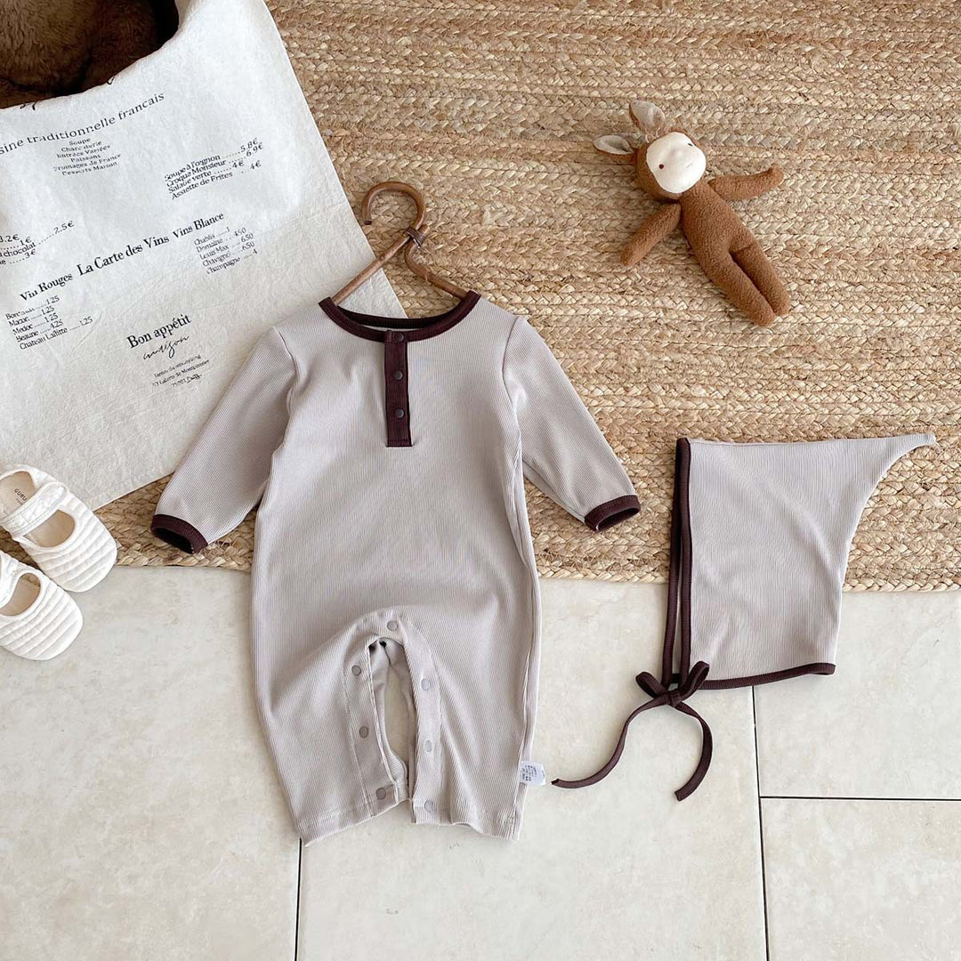 【73-90】帽子付き長袖ロンパース