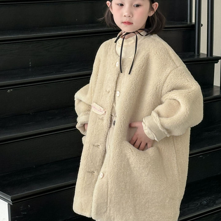 【90-150】ワンポイントふわふわコート