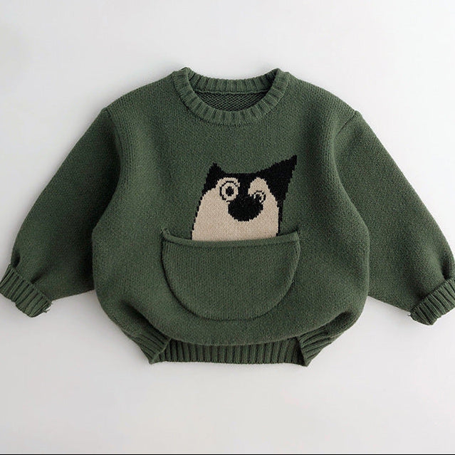 【80-130】ポケットアニマル柄セーター
