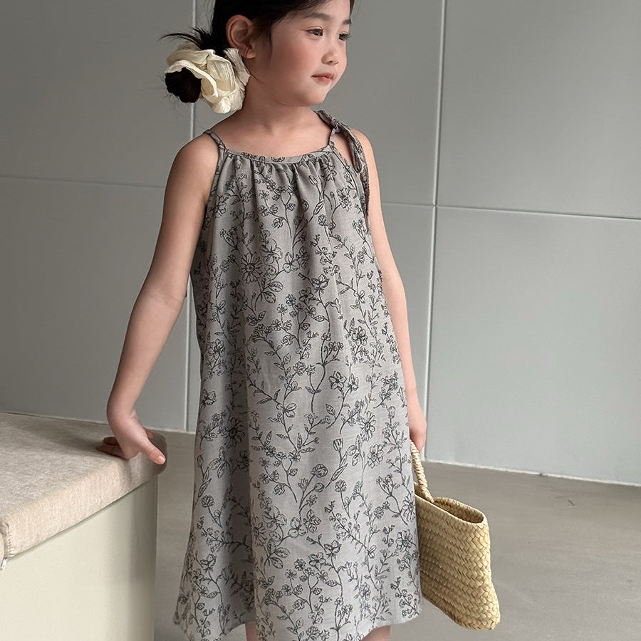 【100-150】ボタニカル柄キャミソールワンピース