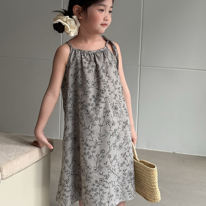 【100-150】ボタニカル柄キャミソールワンピース