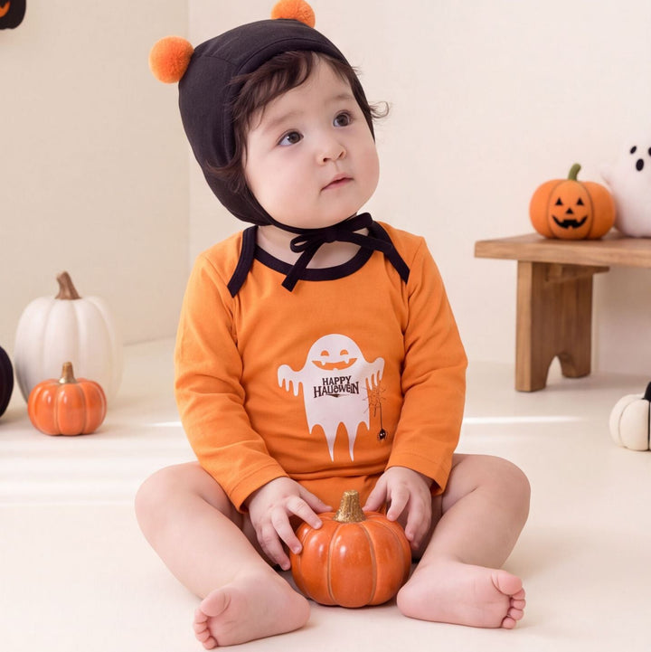 【73-90】ハロウィンデザイン長袖ロンパース