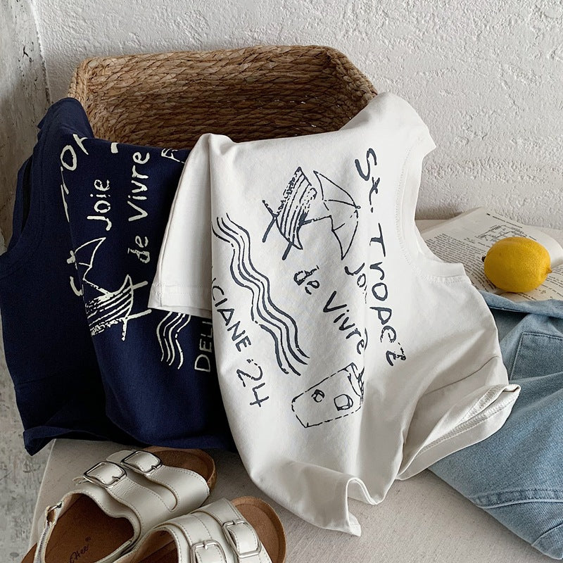 【80-130】マリンデザインTシャツ