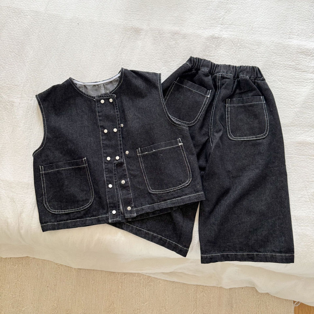 【80-150】シンプルワイドデニムパンツ