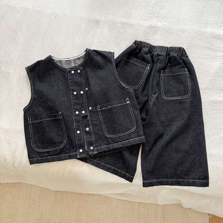 【80-150】シンプルワイドデニムパンツ