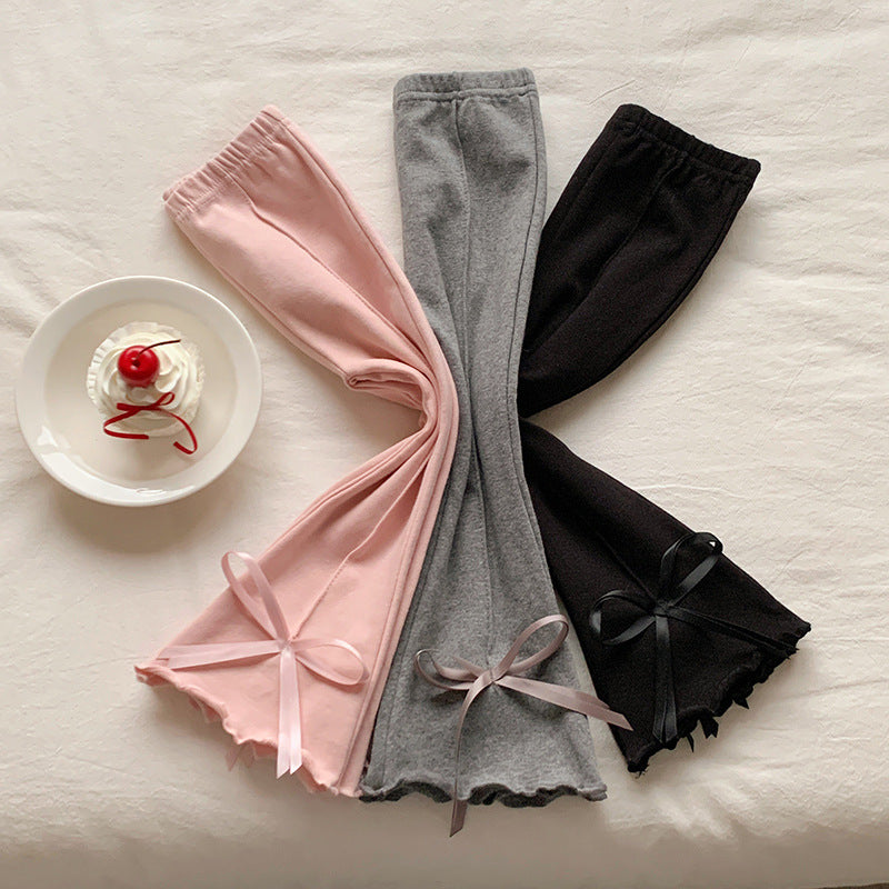 【90-150】裾リボンメロウフレアパンツ