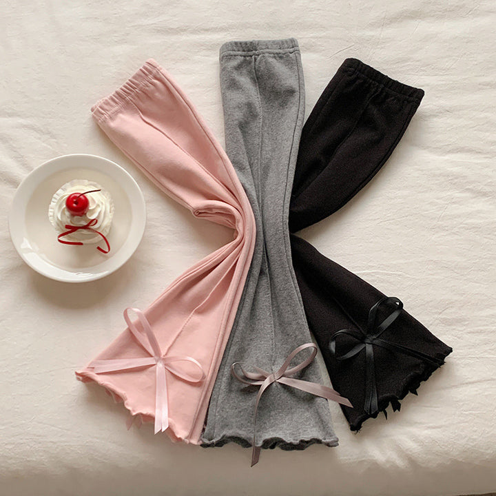 【90-150】裾リボンメロウフレアパンツ