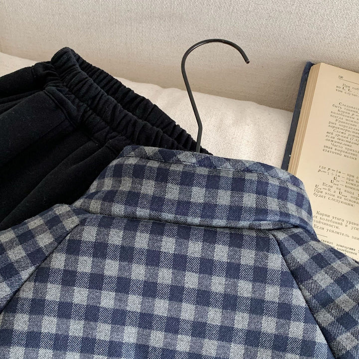 【90-140】チェック柄中綿ジャケット