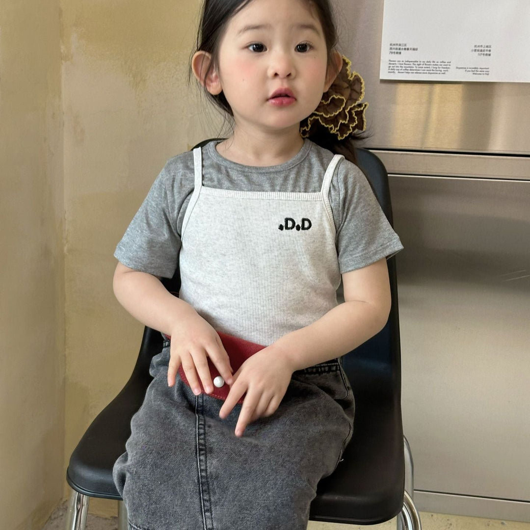 【90-140】ワンポイントロゴキャミソール×Tシャツセット