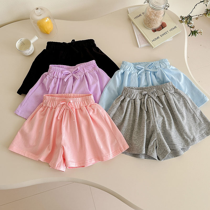 【90-150】フロントリボンフレアショートパンツ