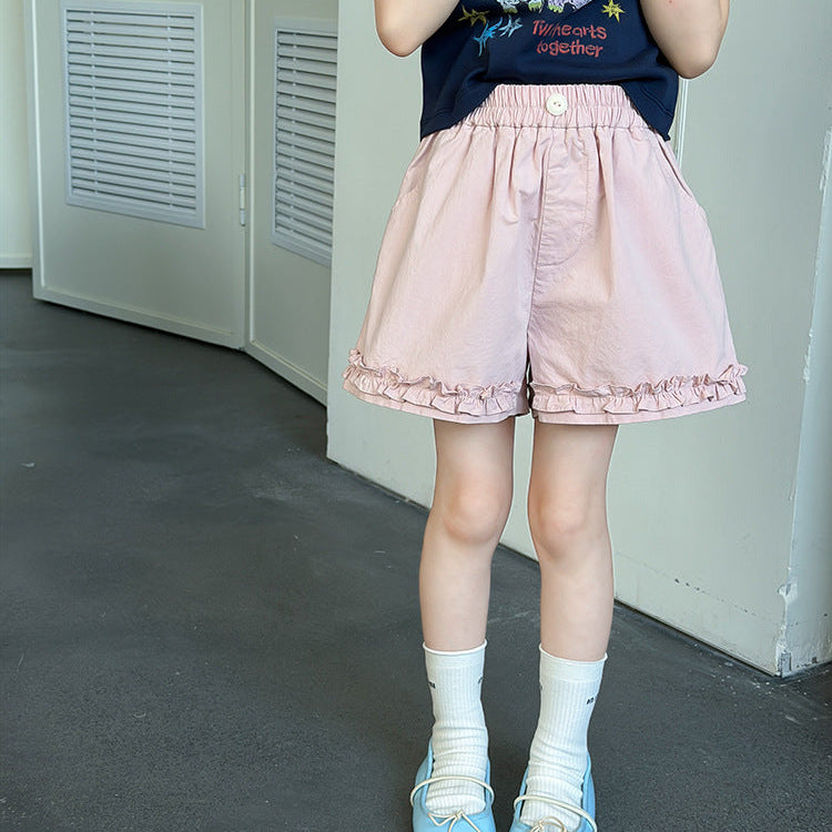 【100-150】フリルデザインショートパンツ