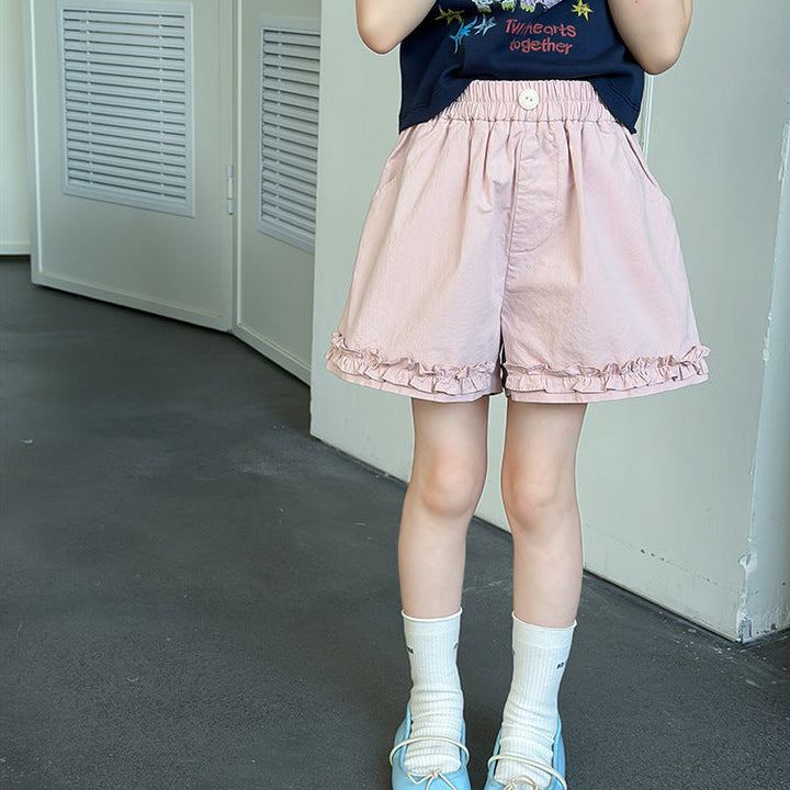 【100-150】フリルデザインショートパンツ