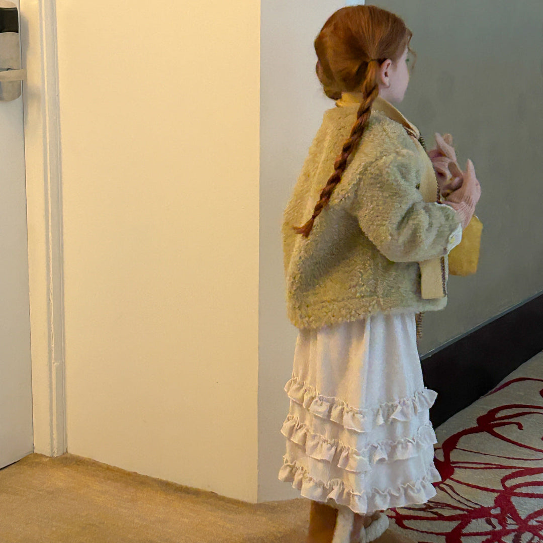 【90-140】ボタンデザインボアショートコート