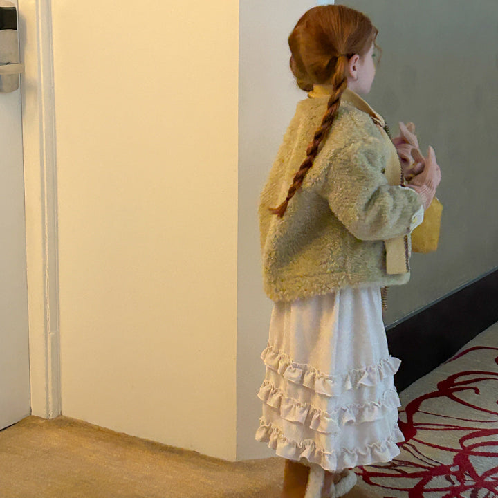 【90-140】ボタンデザインボアショートコート