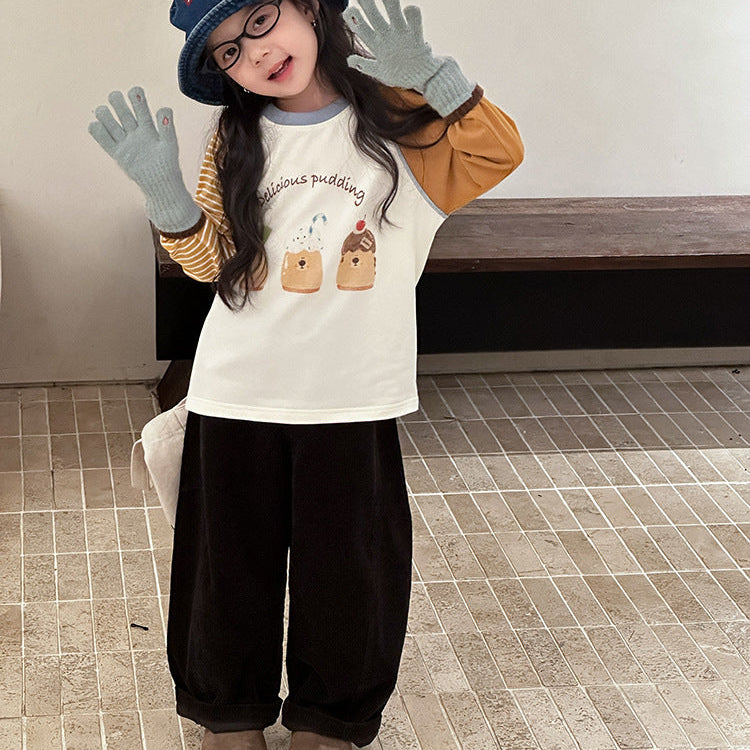 【90-150】シンプルコーデュロイワイドパンツ