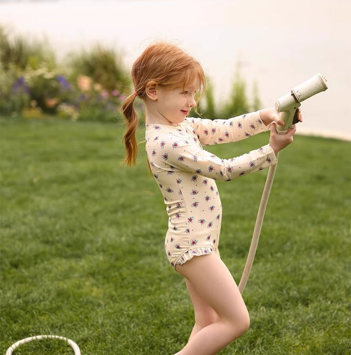 【90-150】フロントジップ総柄スイムウェア