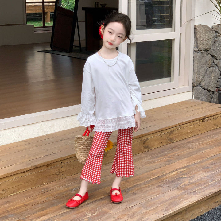 【90-140】レースデザインロングTシャツ