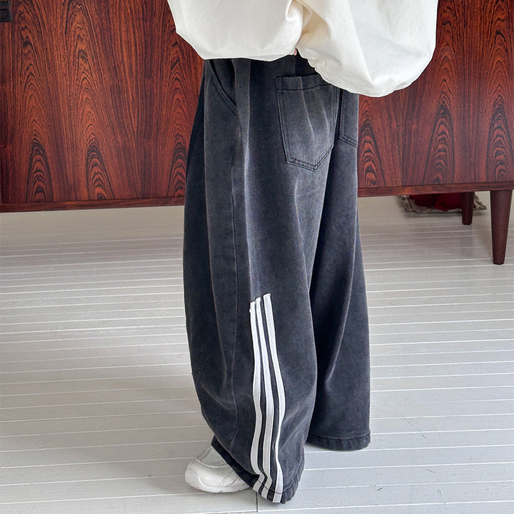 【90-150】ラインデザインルーズワイドデニム