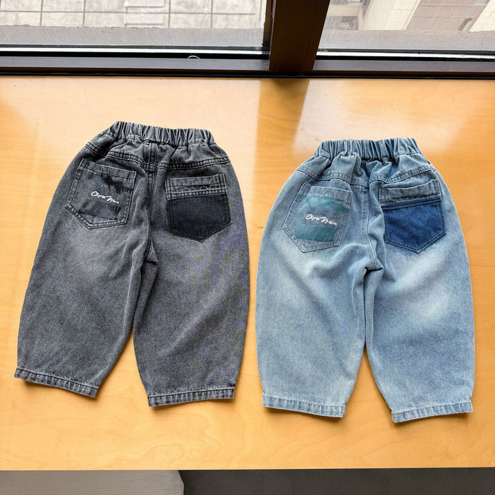 【80-150】ポケットデザインカーブデニムパンツ