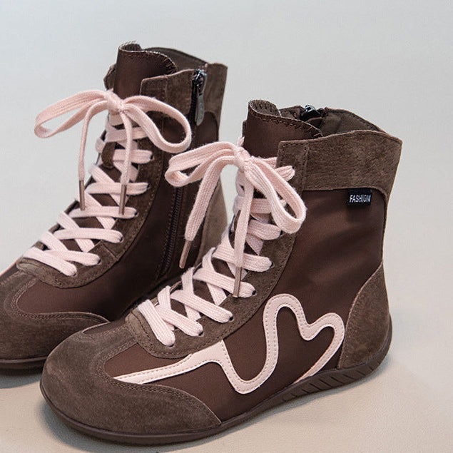 【16.0-22.0】ラインデザインレースアップブーツ