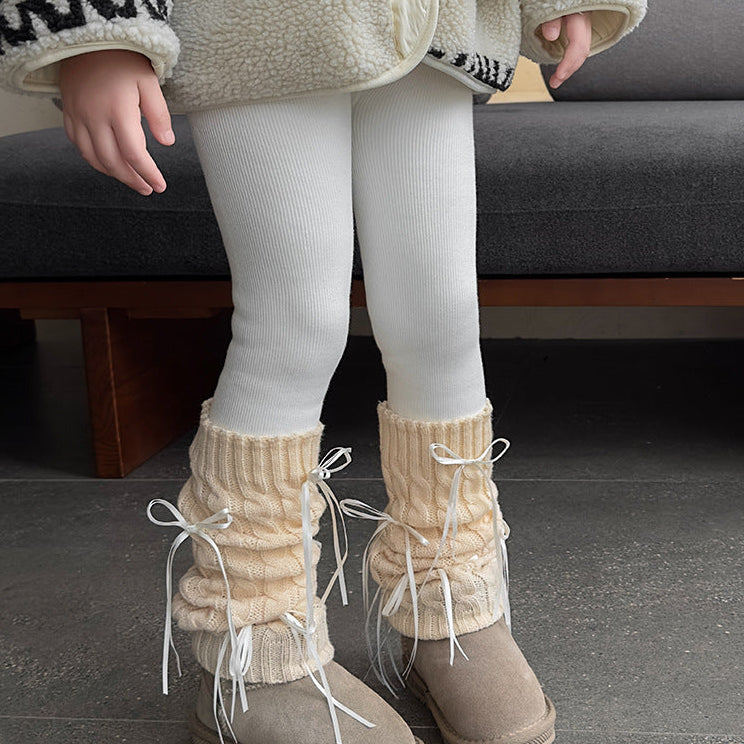 【90-150】リボンレッグウォーマーレギンス