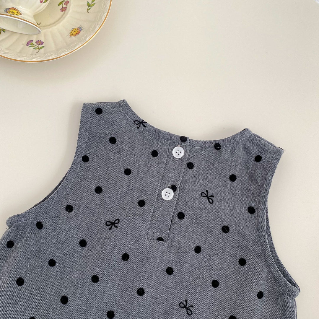 【73-120】リボン＆ドット柄ジャンパースカート