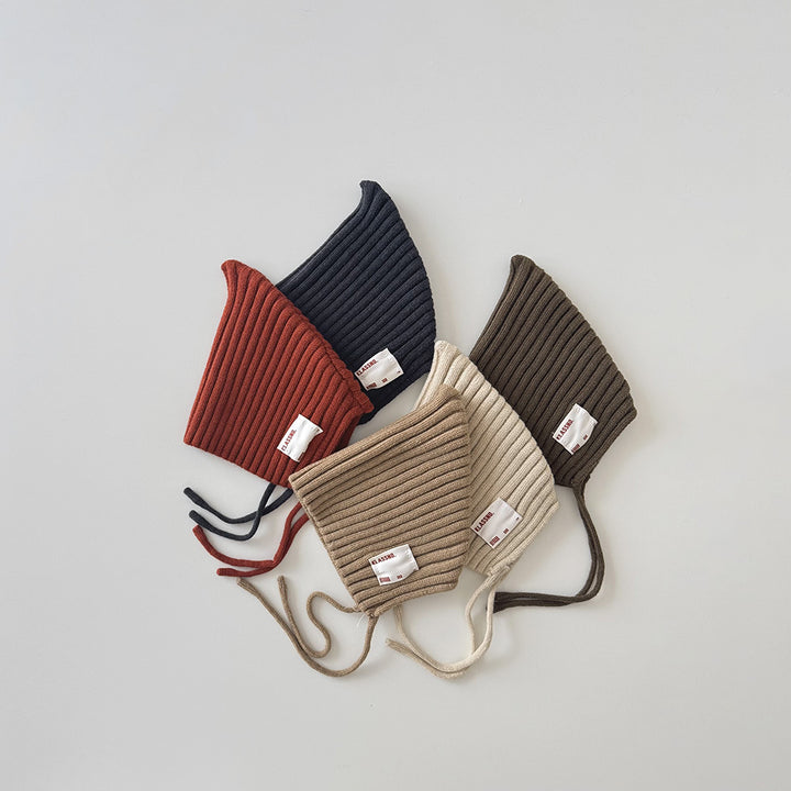 【42-49cm】あご紐付きリブニット帽