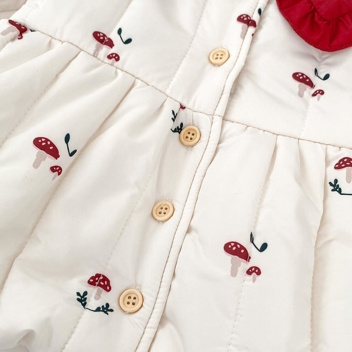 【73-100】きのこ柄裏フリースコート