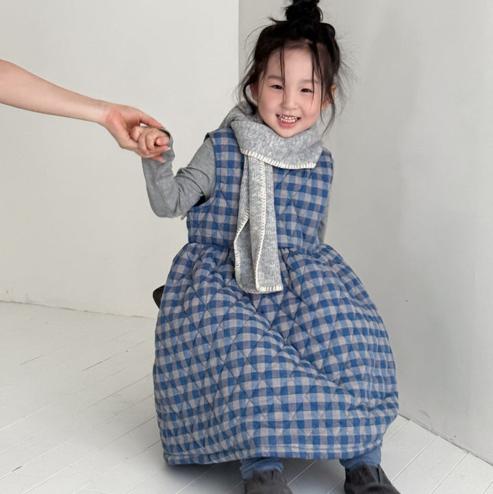 【90-150】チェック柄ノースリーブフレアワンピース