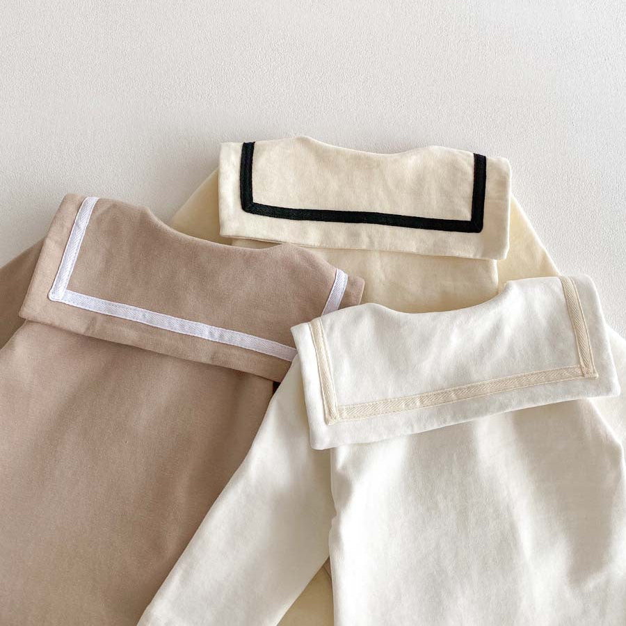 【73-90】ラウンドカラー長袖ロンパース