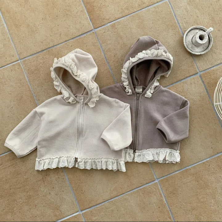 【73-100】レースデザインフルジップパーカー