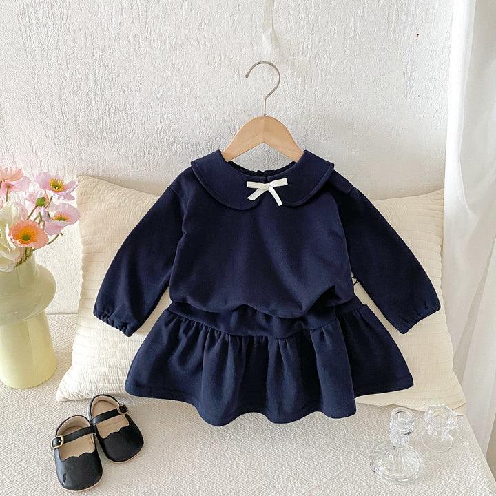 【73-110】ワンポイントリボントップス×スカートセット